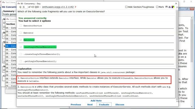 Creating a valid ExecutorService? (enthuware.ocpjp.v11.2.1142) смотреть онлайн