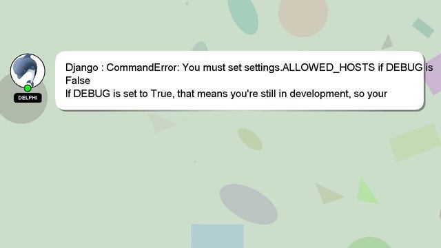 Django : CommandError: You must set settings.ALLOWED_HOSTS if DEBUG is False смотреть онлайн