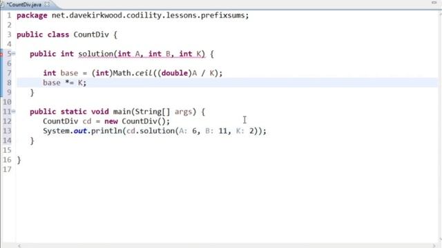 Codility CountDiv Java solution смотреть онлайн
