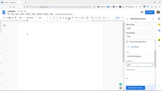 Google Docs: How To Create Citations & A Bibliography