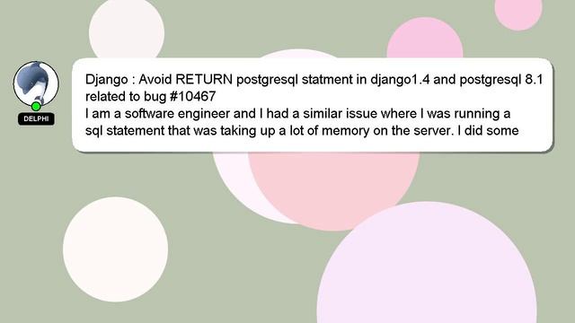 Django : Avoid RETURN postgresql statment in django1.4 and postgresql 8.1 related to bug #10467 смотреть онлайн