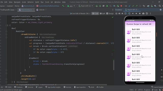 Pull/Swipe Down to Refresh - Customizing default indicator in Jetpack compose смотреть онлайн