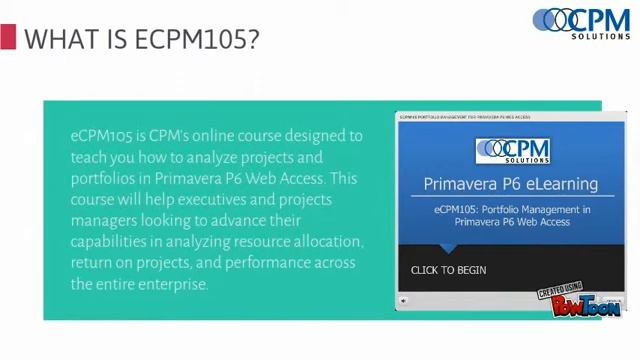 Introduction to eCPM105: Portfolio Management in Primavera P6 Web Access смотреть онлайн