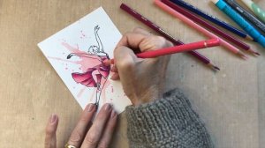 Splashy ballerinas - cardmaking with mixed media