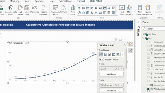 Show Cumulative FORECAST and Actual on the Same Line | Power BI Line Chart Formatting смотреть онлайн