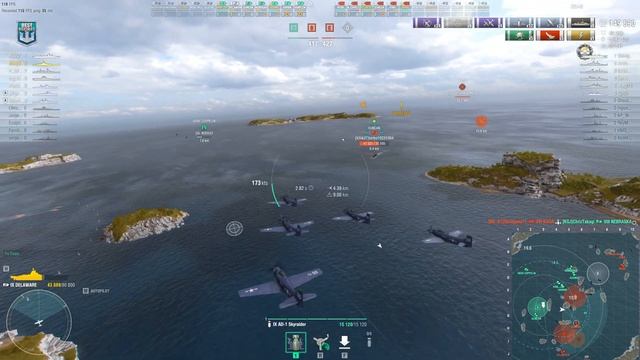 New battleship Delaware on map Crash Zone Alpha - World of Warships смотреть онлайн