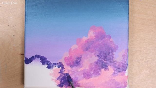 Pink Clouds /  Clouds Painting / Acrylic Painting For Beginners / PaintingTutorial