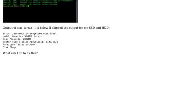 Gparted gives me the following error when I connect SD card - libparted error (read error /... смотреть онлайн