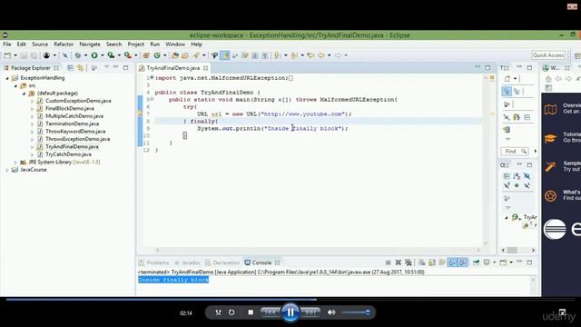 Java : Exception Handling Introduction : Part 5 Try Finally Demo смотреть онлайн