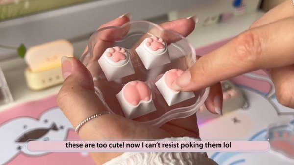 🐾 CUTE KEYBOARD + ACCESSORIES UNBOXING | rgb effects + sound tests | bongo cat keyboard set 💗