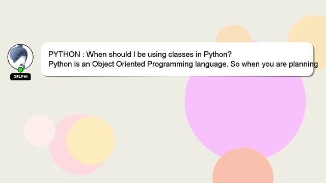 PYTHON : When should I be using classes in Python? смотреть онлайн