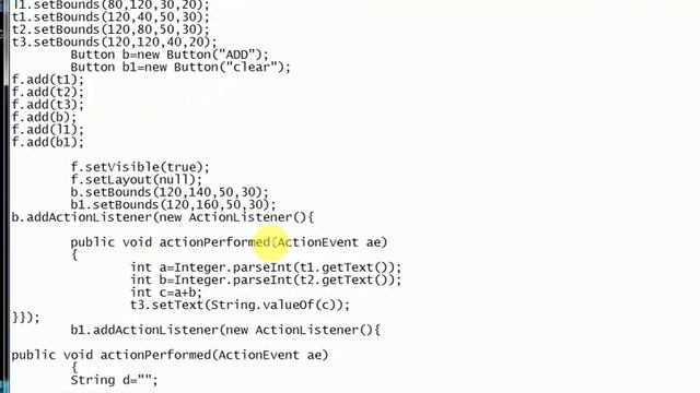 java awt program Addition of two number and clear text смотреть онлайн