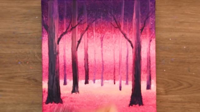 ?Lovely Pink Forest | Relaxing Acrylic Painting #436 смотреть онлайн