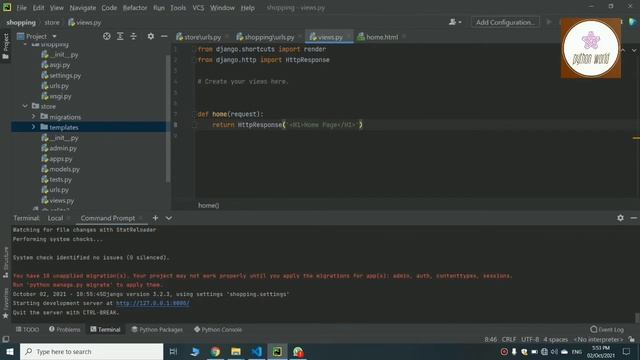 #3. Serve Html Page || E-commerce website in django || Python World || Django смотреть онлайн