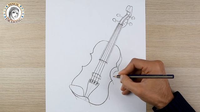 how to draw a realistic Violin | Pencil sketch | dibujo | dessin | Easy Drawing | رسم | رسم سهل смотреть онлайн