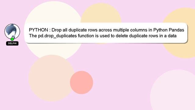PYTHON : Drop all duplicate rows across multiple columns in Python Pandas смотреть онлайн