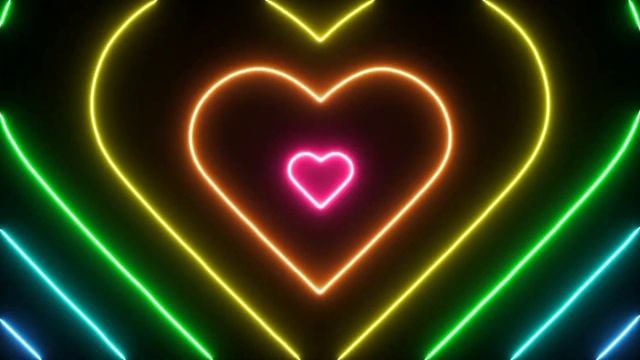 Разноцветные сердечки фон на экран Заставка HD Темный фон для праздника Футажи для монтажа смотреть онлайн