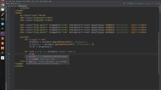 JS Практика Drag and Drop 2 больших 4 маленьких при закидывания в левый большой считаем количество смотреть онлайн