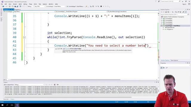 C# Basics with NET Core | S1P47 | Extend menu method to ask for selection смотреть онлайн