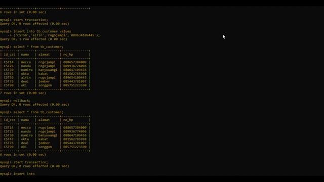 TRANSACTION PADA DATABASE (COMMIT, ROLLBACK, SAVEPOINT) смотреть онлайн