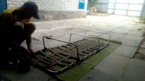 Как просто перетянуть раскладушку, без затрат на это денег #самоделка