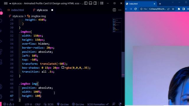 Animated Profile Card UI Design using HTML & CSS смотреть онлайн