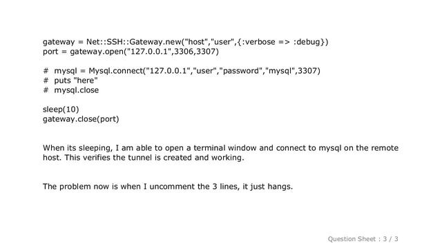 MySQL : How to create a ssh tunnel in ruby and then connect to mysql server on the remote host смотреть онлайн