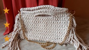 Сумка из трикотажной пряжи крючком за день.