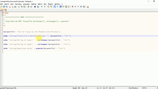 Tutoriale de PHP - 59. Funcțiile strtolower, strtoupper și ucwords смотреть онлайн