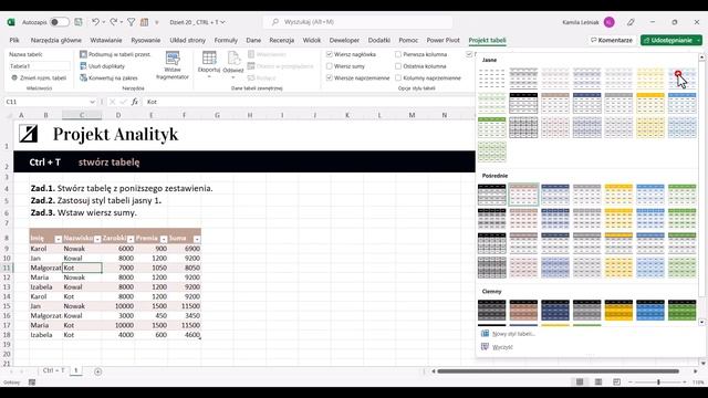 EXCEL Ctrl + T = stwórz tabelę (dzień 20) смотреть онлайн
