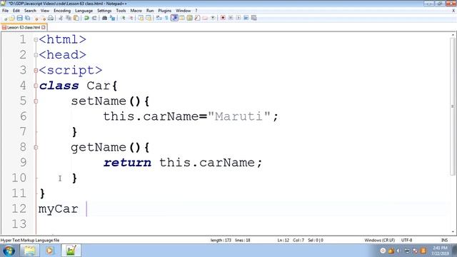 Class and Object in JavaScript, OOP Concepts | Lesson - 63 | HTML in Hindi смотреть онлайн