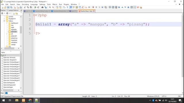 PRAKTEK OPERATOR STRING DAN ARRAY DI PHP смотреть онлайн