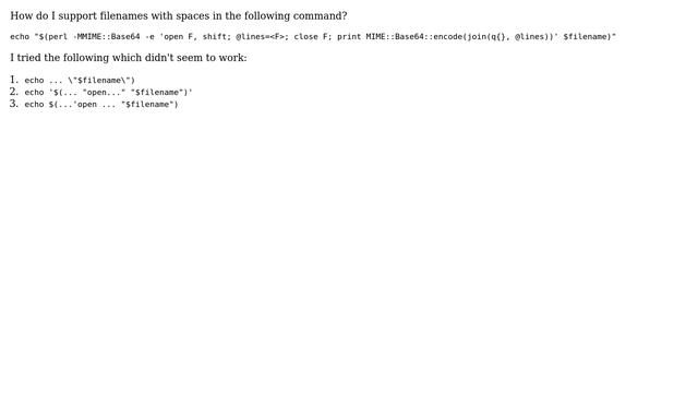 Unix & Linux: Filenames with spaces inside perl command inside echo смотреть онлайн