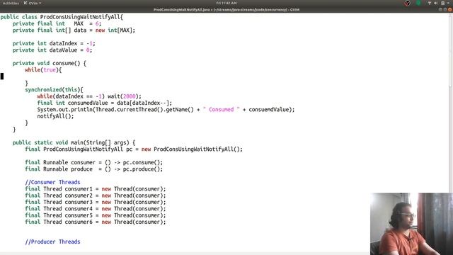 Producer Consumer design Pattern implemented using wait and notifyall : Java live coding смотреть онлайн