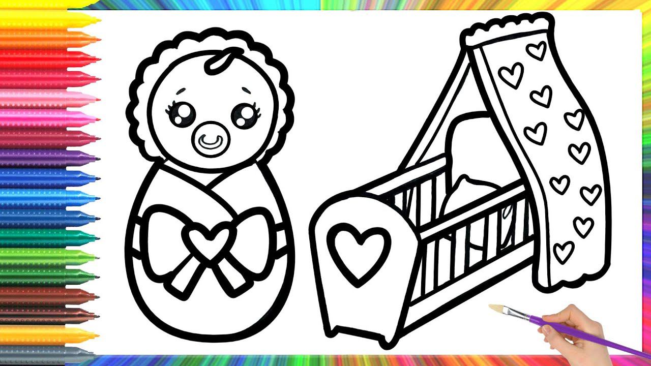 How To Draw A Baby And A Crib For Children/Bolalar Uchun Chaqaloq Va Kichkintoyni Chizish