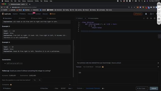 [程人刷起來 EP7] 9. Palindrome Number | Python смотреть онлайн
