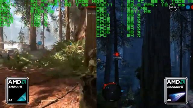Star Wars: Battlefront. AMD Athlon II X3 445 vs AMD Phenom II X6 1055T(GTX 650Ti) смотреть онлайн