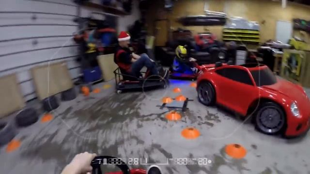 Crazy cart racing on our indoor garage race track смотреть онлайн