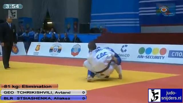 Judo 2012 European Championship Chelyabinsk: Tchrikishvili (GEO) - Stsiashenka (BLR) [-81kg] смотреть онлайн