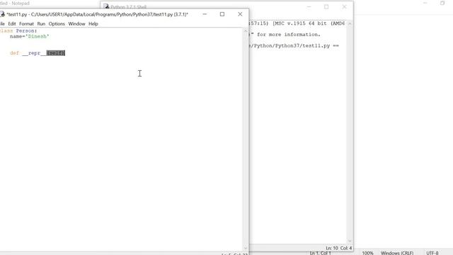 repr( ) function Example in Python смотреть онлайн