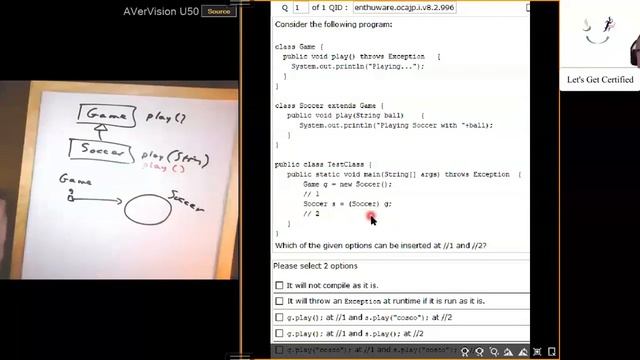 Java inheritance, overloading, overriding and downcasting. (enthuware.ocajp.i.v8.2.996) смотреть онлайн