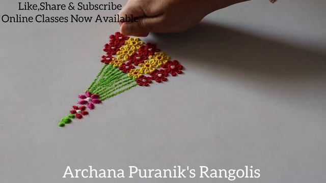 Easy & Beautiful Umbrella Rangoli | रांगोळी | Archana Puranik's Freehand Rangoli | 11/07/2020 | смотреть онлайн