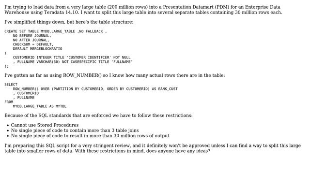 Databases: How to split a large table in Teradata? смотреть онлайн