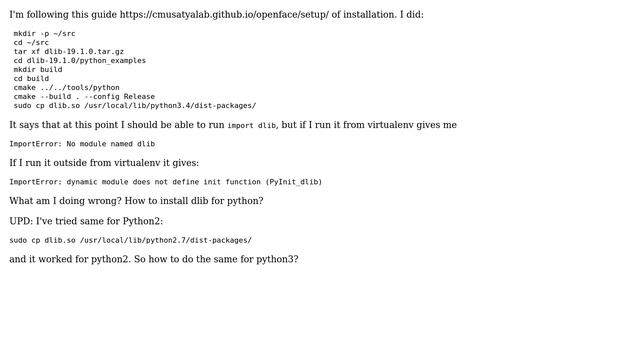 Ubuntu: How to install dlib for python3 in Ubuntu 14.04? смотреть онлайн