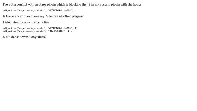 Wordpress: Enqueue Script in custom plugin before other смотреть онлайн