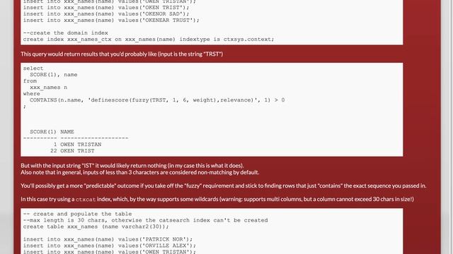 Oracle fuzzy text search with wildcards смотреть онлайн