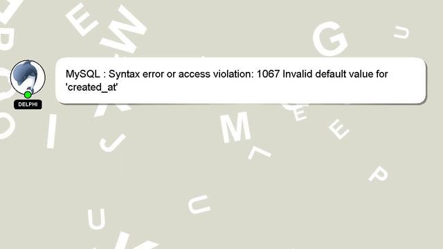 MySQL : Syntax error or access violation: 1067 Invalid default value for 'created_at' смотреть онлайн