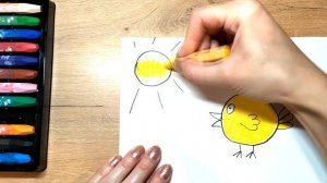 Рисунок из кругов. Рисуем солнце, цыпленка. Простые рисунки для маленьких детей.