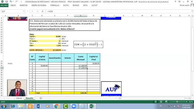 APLICACION DE CRONOGRAMA METODO FRANCES EN EXCEL PROF EDUARDO 987 230 670 LIMA PERÚ смотреть онлайн