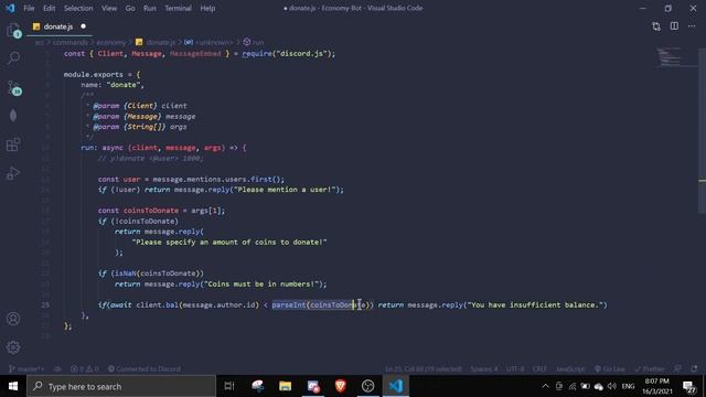 #7 Donate Coins (Command) | discord.js tutorials смотреть онлайн